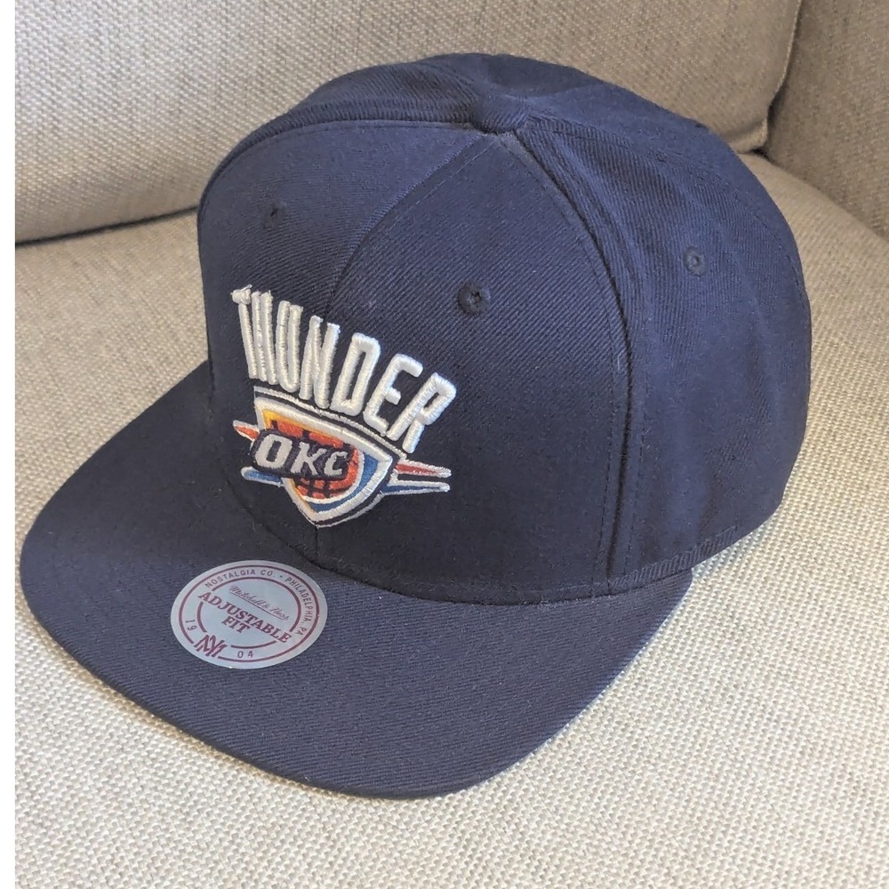 Mitchell & Ness Oklahoma City OKC Thunder Solid Snapback Cap Hat - Wool Mix